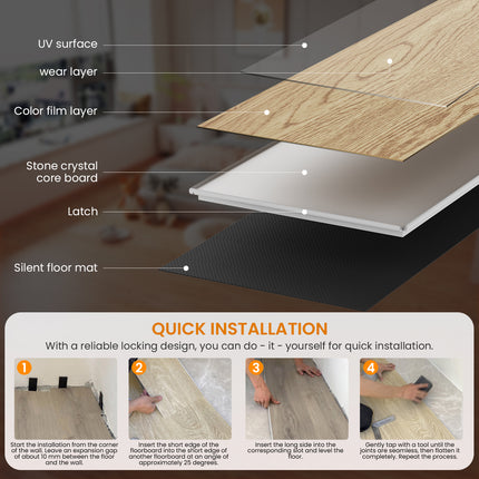 Tinicoo SPC Silent Locking Floor 1836 - Soundproof, Waterproof, Easy Installation
