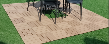 Outdoor Interlocking WPC Decking Tile 300×300mm | 20mm Thick | Pack of 15 | Anti-Slip | Graphite Grey