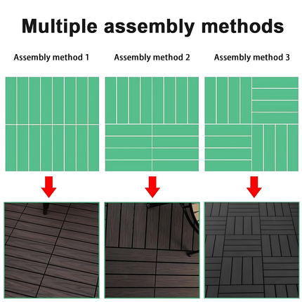 Outdoor Interlocking WPC Decking Tile 300×300mm | 20mm Thick | Pack of 15 | Anti-Slip | Graphite Grey
