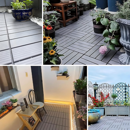 Outdoor Interlocking WPC Decking Tile 300×300mm | 20mm Thick | Pack of 15 | Anti-Slip | Graphite Grey