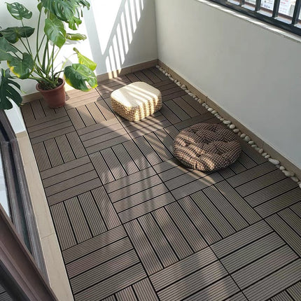 Outdoor Interlocking WPC Decking Tile 300×300mm | 20mm Thick | Pack of 15 | Anti-Slip | Graphite Grey