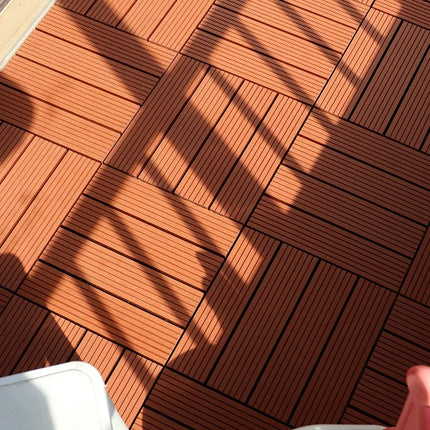 Outdoor Interlocking WPC Decking Tile 300×300mm | 20mm Thick | Pack of 15 | Anti-Slip | Graphite Grey