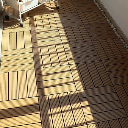Outdoor Interlocking WPC Decking Tile 300×300mm | 20mm Thick | Pack of 15 | Anti-Slip | Graphite Grey