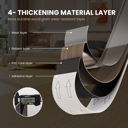 Wood Grain Self-Adhesive PVC Floor Stickers - Waterproof and Wear Resistant - 36 Pieces 5 Square Meters - FD801