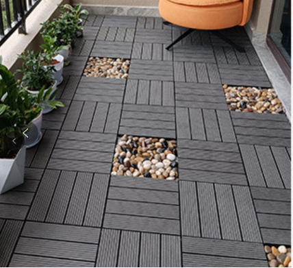 Outdoor Interlocking WPC Decking Tile 300×300mm | 20mm Thick | Pack of 15 | Anti-Slip | Graphite Grey