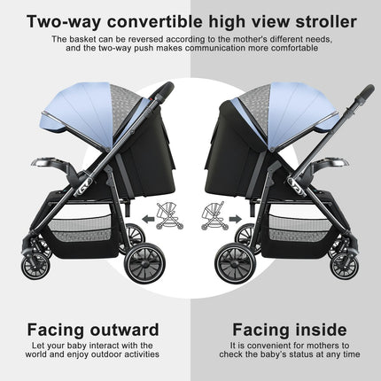 Foldable Baby Stroller with Detachable Canopy