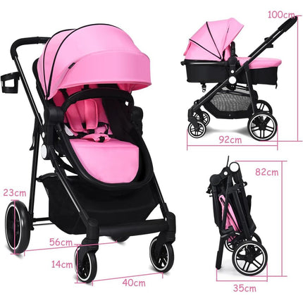Foldable Baby Stroller with Detachable Canopy