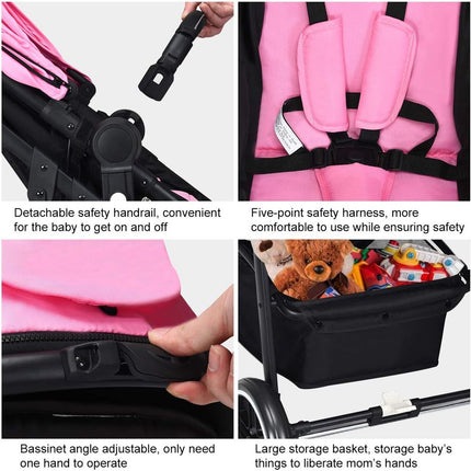 Foldable Baby Stroller with Detachable Canopy
