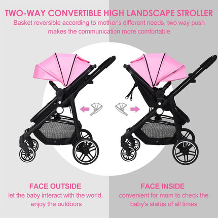 Foldable Baby Stroller with Detachable Canopy