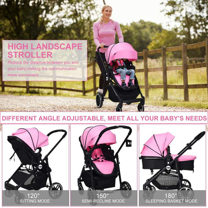 Foldable Baby Stroller with Detachable Canopy