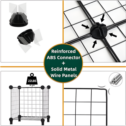 Metal Grid Storage Bookshelf