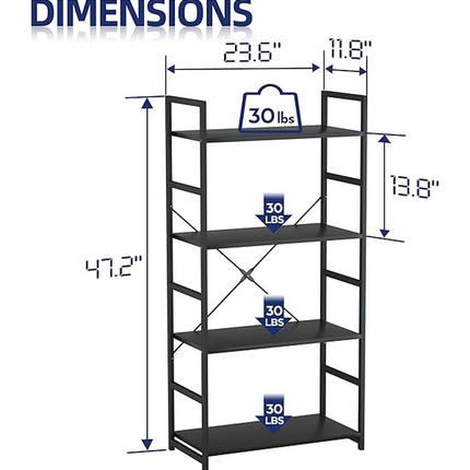 Standing Vintage Industrial Bookshelf Wood and Metal Frame Bookcase Shelves