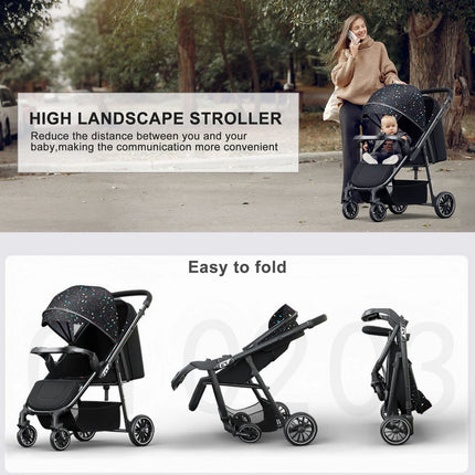 Foldable Baby Stroller with Detachable Canopy