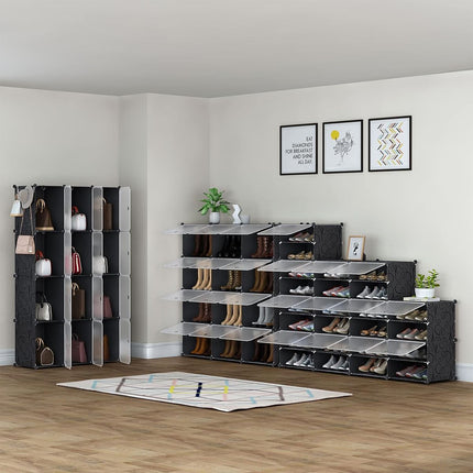 Anti-Tilt Shoe Storage Cabinet with Hooks