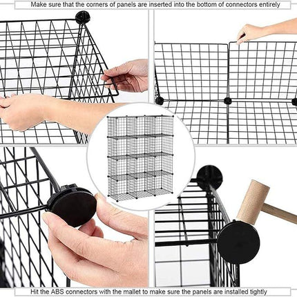 Metal Grid Storage Bookshelf
