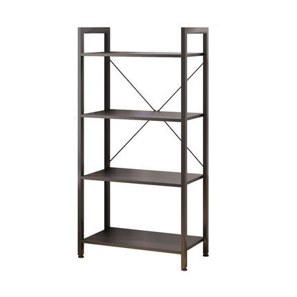 Standing Vintage Industrial Bookshelf Wood and Metal Frame Bookcase Shelves