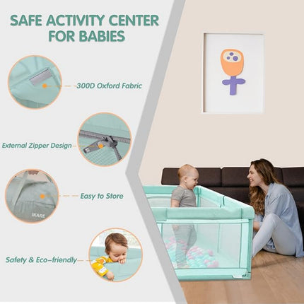 Playpen For Babies With Gate Indoor&Outdoor Kids Activity Center