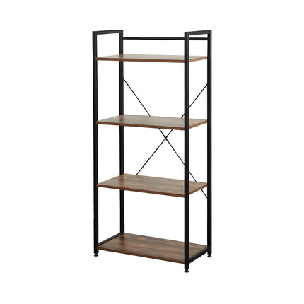 Standing Vintage Industrial Bookshelf Wood and Metal Frame Bookcase Shelves