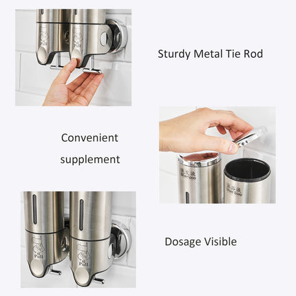 2 in1 Chamber 1000mL Soap Shower Dispenser Wall Mounted Sanitizer Organizer