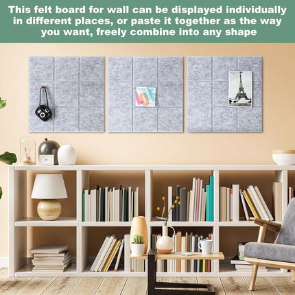Nine Grid Felt Photo Background Wall Stickers Display Board Wall Panels - Grey
