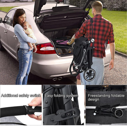 Foldable Baby Stroller with Detachable Canopy