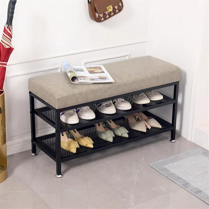 Foot Rest/Shoe Bench Shoe Stool Rack with Upholstered Seat StorageRackBench