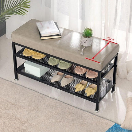 Foot Rest/Shoe Bench Shoe Stool Rack with Upholstered Seat StorageRackBench